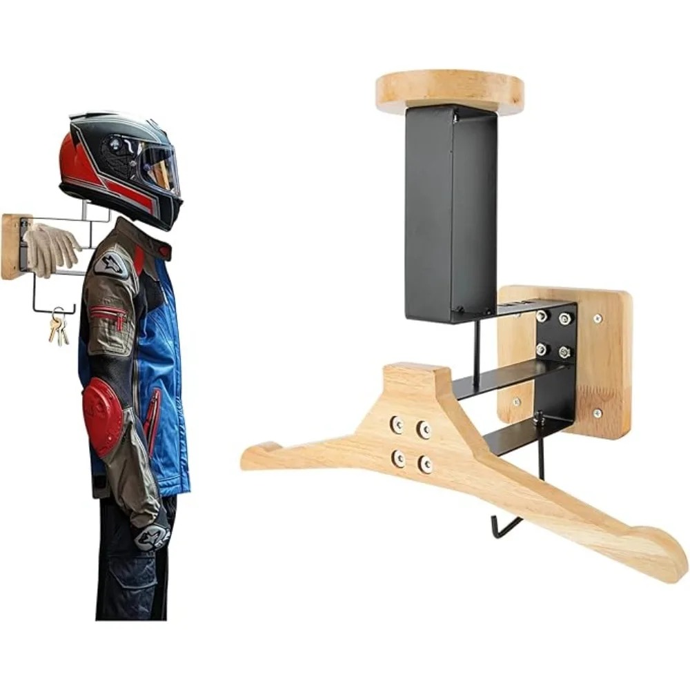 Cycling Gear Wall Mount - Motosiklet 1 ADET Ahşap Kask Tutucu