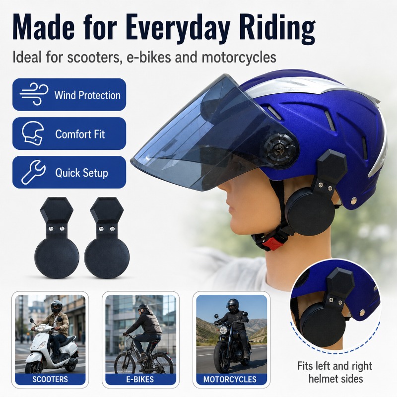 Bicycle Helmet - Rüzgar Koruması için Klipsli Kask Kulaklıkları