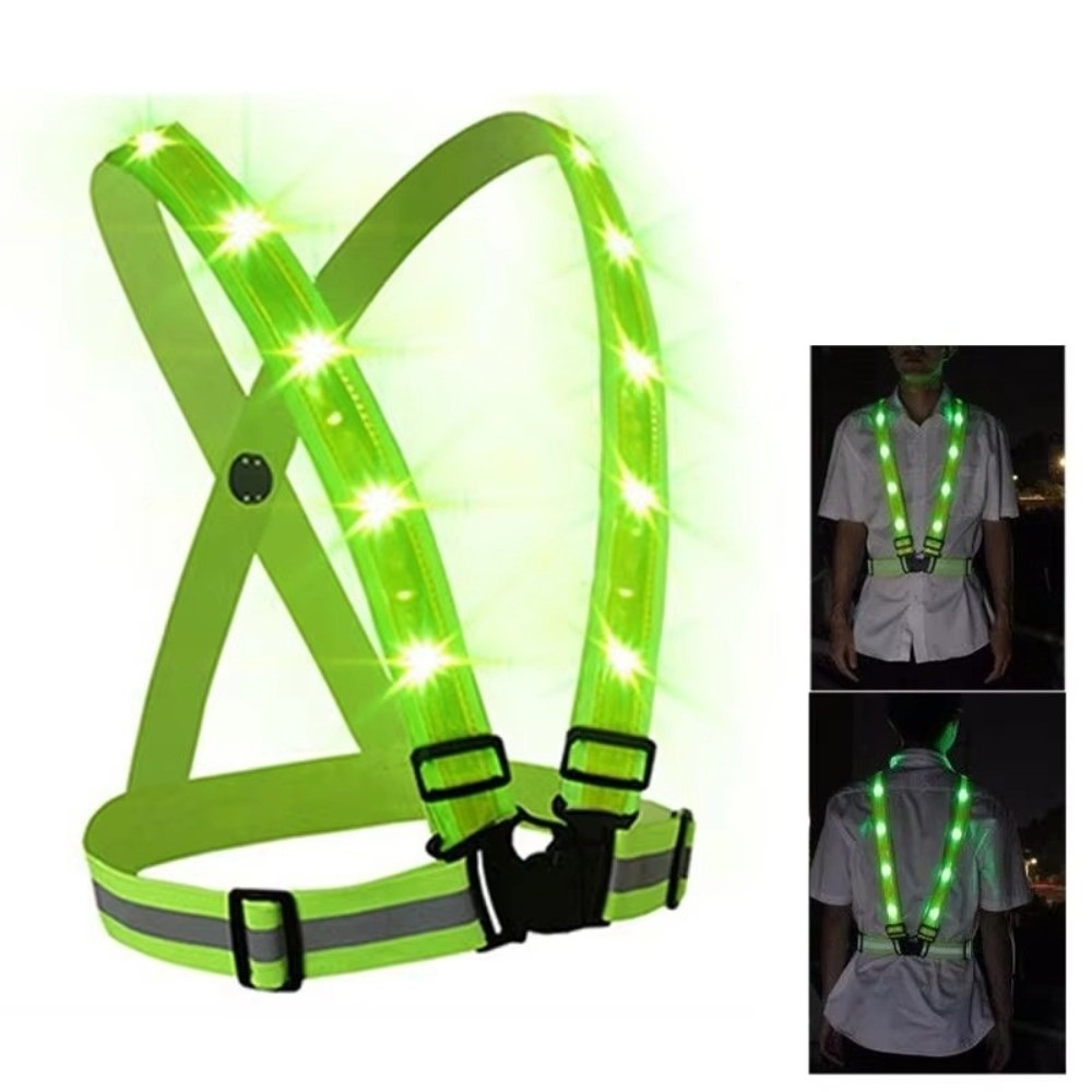 Reflective Cycling Vest - Yeni Polyester LED Güvenlik Yeleği Yeşil
